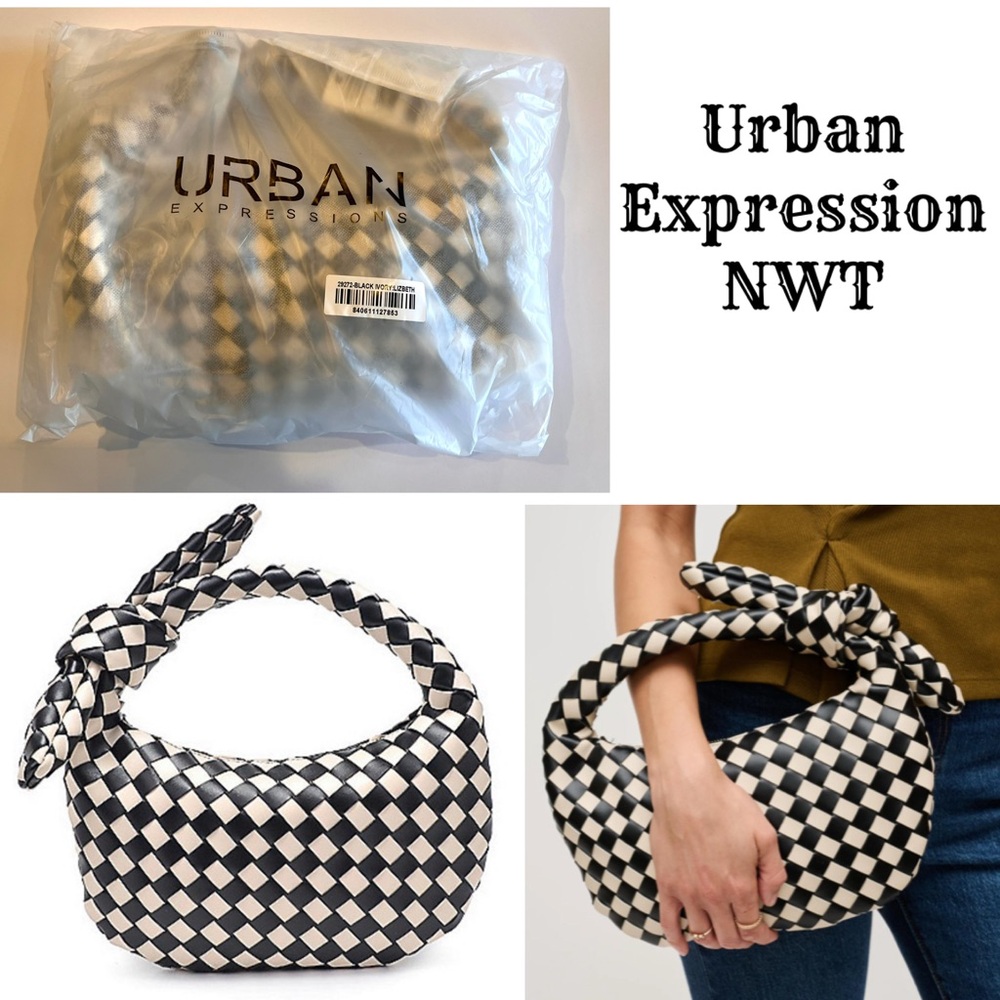 Urban Expressions Lizbeth Black and White Clutch Vegan Leather NWT